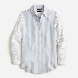 J.Crew classic-fit drapey cupro shirt in blue mixed stripe